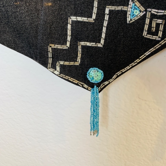 Vintage Boho Vest Turquoise Beading Sequins South Western Artsy Festival Hippie - Picture 13 of 16